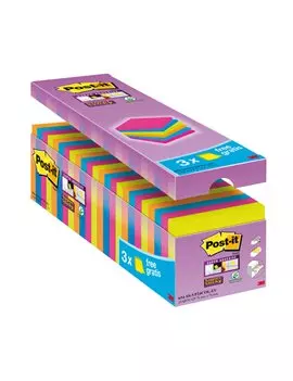 Post-it Notes Super Sticky 654-SS-VP24COL 3M - 76x76 mm - 7100234515 (Assortiti Conf. 24)