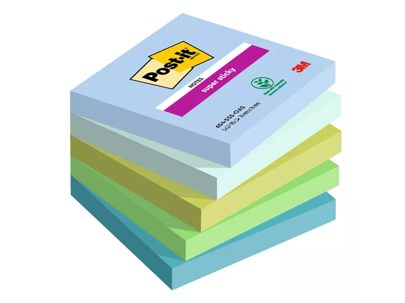 Post-it Notes Super Sticky 654-5SS-OAS 3M - 76x76 mm - 7100258898 (Assortiti Oasis Conf. 5)