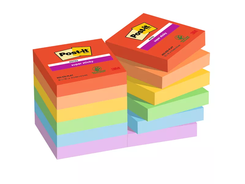 Post-it Notes Super Sticky 622-12SS-PLAY 3M - 47,6x47,6 mm - 7100290166 (Assortiti Playful Conf. 12)