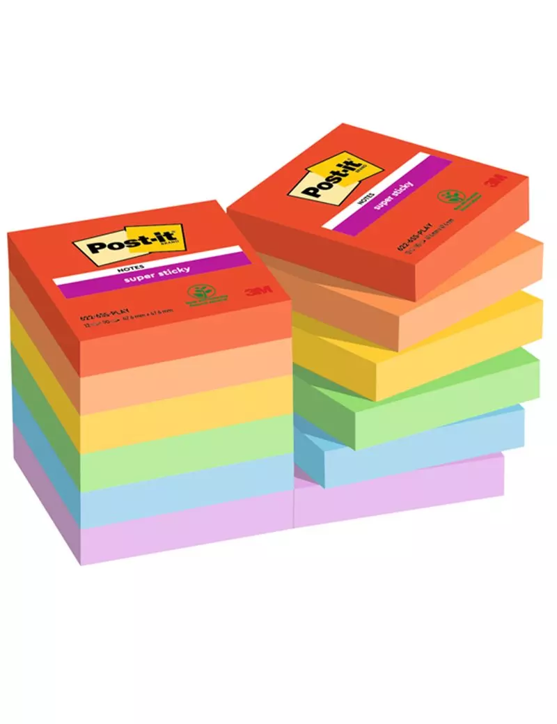 Post-it Notes Super Sticky 622-12SS-PLAY 3M - 47,6x47,6 mm - 7100290166 (Assortiti Playful Conf. 12) Post-it Notes Super Sticky 622-12SS-PLAY 3M - 47,6x47,6 mm - 7100290166 (Assortiti Playful Conf. 12)