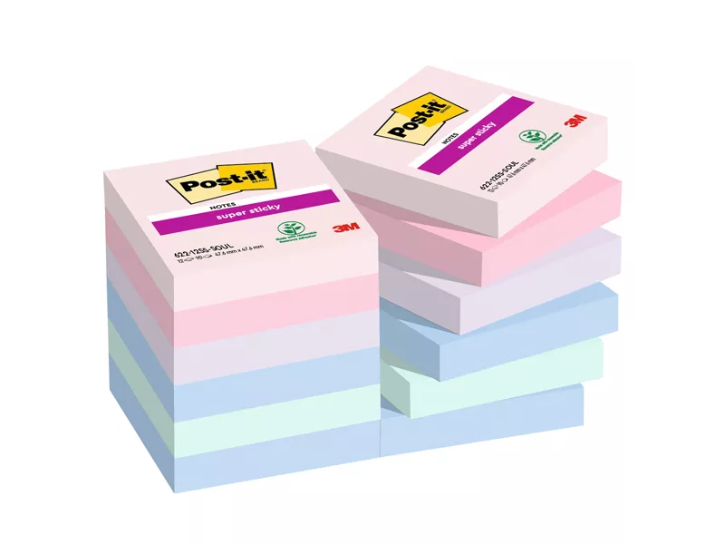 Post-it Notes Super Sticky 622-12SS-SOUL 3M - 47,6x47,6 mm - 7100290159 (Assortiti Soulful Conf. 12)