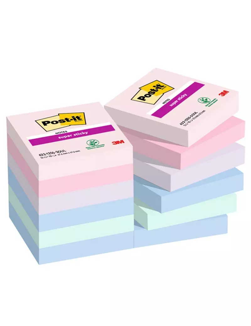 Post-it Notes Super Sticky 622-12SS-SOUL 3M - 47,6x47,6 mm - 7100290159 (Assortiti Soulful Conf. 12) Post-it Notes Super Sticky 622-12SS-SOUL 3M - 47,6x47,6 mm - 7100290159 (Assortiti Soulful Conf. 12)