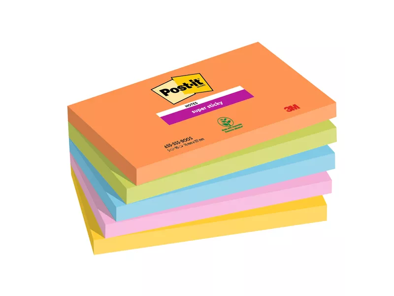 Post-it Notes Super Sticky 655-5SS-BOOS 3M - 76x127 mm - 7100258793 (Assortiti Boost Conf. 5)