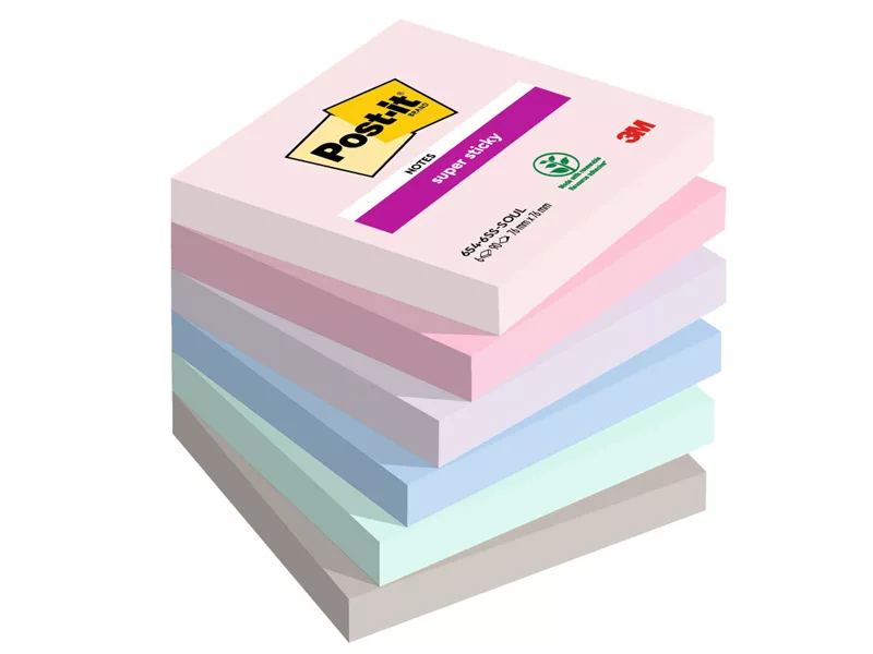 Post-it Notes Super Sticky 654-6SS-SOUL 3M - 76x76 mm - 7100259204 (Assortiti Soulful Conf. 6)