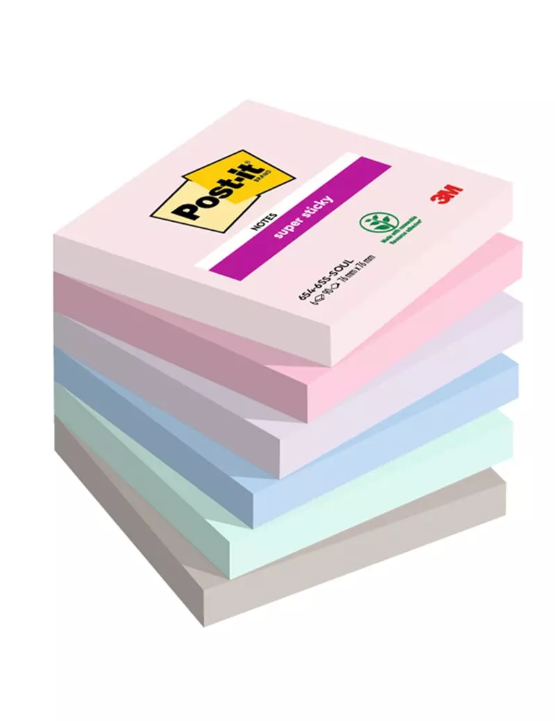 Post-it Notes Super Sticky 654-6SS-SOUL 3M - 76x76 mm - 7100259204 (Assortiti Soulful Conf. 6) Post-it Notes Super Sticky 654-6SS-SOUL 3M - 76x76 mm - 7100259204 (Assortiti Soulful Conf. 6)
