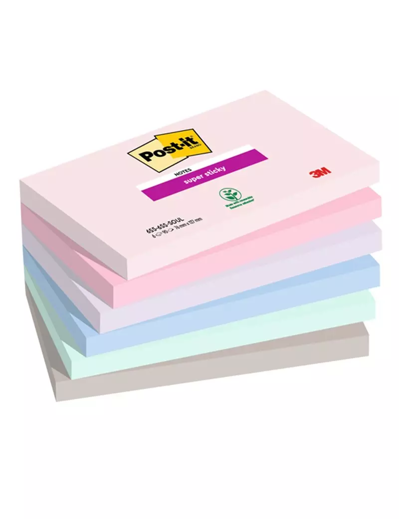 Post-it Notes Super Sticky 655-6SS-SOUL 3M - 76x127 mm - 7100259202 (Assortiti Soulful Conf. 6) Post-it Notes Super Sticky 655-6SS-SOUL 3M - 76x127 mm - 7100259202 (Assortiti Soulful Conf. 6)
