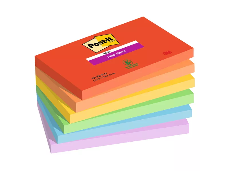 Post-it Notes Super Sticky 655-6SS-PLAY 3M - 76x127 mm - 7100258796 (Assortiti Playful Conf. 6)