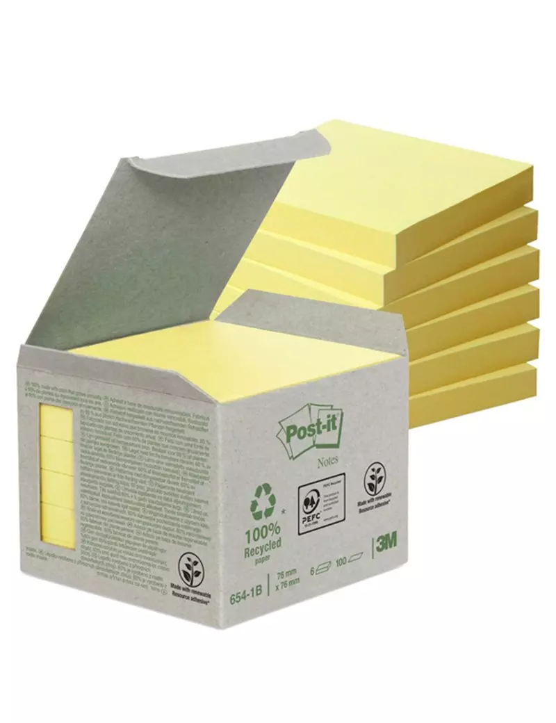 Post-it Notes Green 654-1B 3M - 76x76 mm - 7100172252 (Giallo Conf. 6) Post-it Notes Green 654-1B 3M - 76x76 mm - 7100172252 (Giallo Conf. 6)