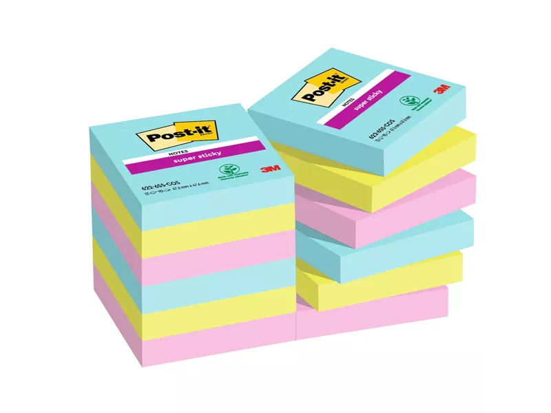 Post-it Notes Super Sticky 622-12SS-COS 3M - 47,6x47,6 mm - 7100290180 (Assortiti Cosmic Conf. 12)
