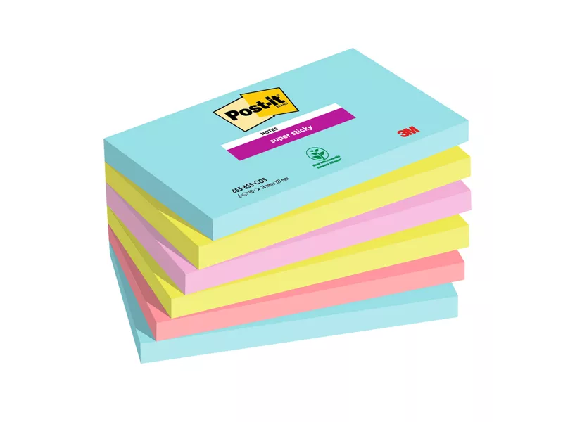 Post-it Notes Super Sticky 655-6SS-COS 3M - 76x127 mm - 7100242784 (Assortiti Cosmic Conf. 6)