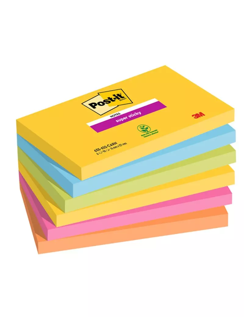 Post-it Notes Super Sticky 655-6SS-CARN 3M - 76x127 mm - 7100242804 (Assortiti Carnival Conf. 6) Post-it Notes Super Sticky 655-6SS-CARN 3M - 76x127 mm - 7100242804 (Assortiti Carnival Conf. 6)