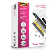 Pouches per Plastificatrici Preserve250 Fellowes - 216x303 mm Lucida - 250 Micron - 5401802 (Trasparente Conf. 100)