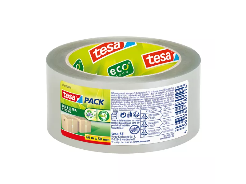 Nastro Adesivo Tesapack Eco Ultra Strong Ecologo Tesa - 50 mm x 66 m - 58297-00000-00 (Trasparente Conf. 6)