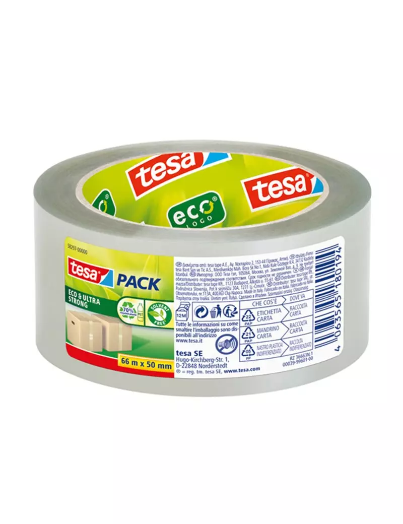 Nastro Adesivo Tesapack Eco Ultra Strong Ecologo Tesa - 50 mm x 66 m - 58297-00000-00 (Trasparente Conf. 6) Nastro Adesivo Tesapack Eco Ultra Strong Ecologo Tesa - 50 mm x 66 m - 58297-00000-00 (Trasparente Conf. 6)