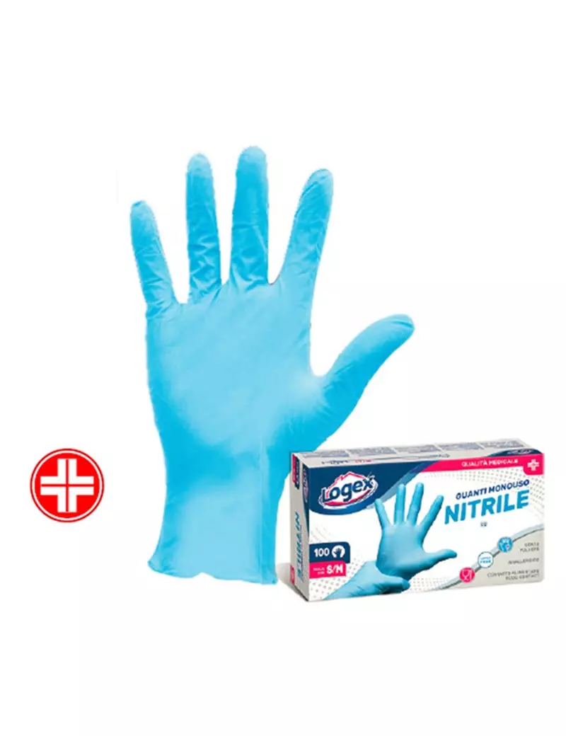 Guanti in Nitrile non Talcati Logex - Taglia XL - 3476LXXL (Azzurro Conf. 100) Guanti in Nitrile non Talcati Logex - Taglia XL - 3476LXXL (Azzurro Conf. 100)