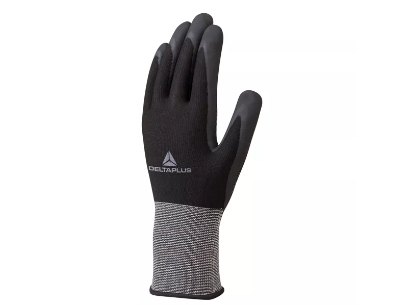 Guanti in Poliestere Spandex Spalmato in Nitrile VE724NO Delta Plus - Taglia 10 - VE724NO10 (Grigio e Nero)