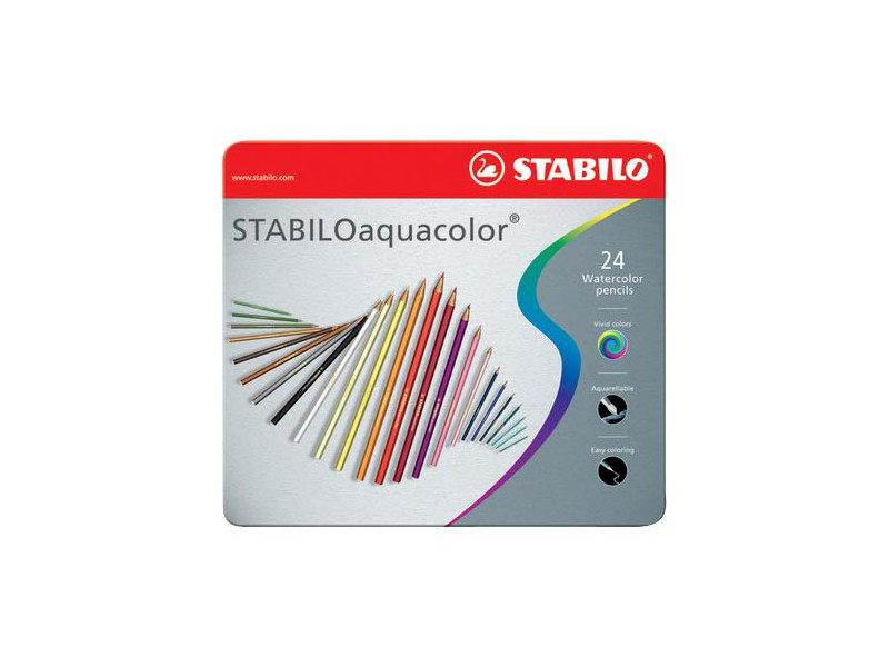 Matite Colorate AQUAcolor Stabilo - Confezione in Metallo - 2,8 mm (Assortiti Conf. 24) Matite Colorate AQUAcolor Stabilo - Confezione in Metallo - 2,8 mm (Assortiti Conf. 24)
