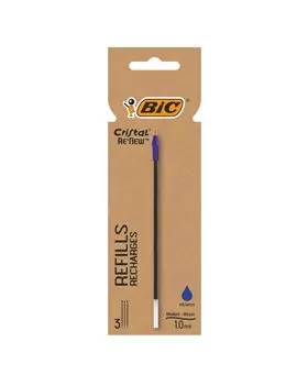 Refill per Penna a Sfera Cristal Re'New Bic - 1 mm - 503838 (Blu Conf. 3)