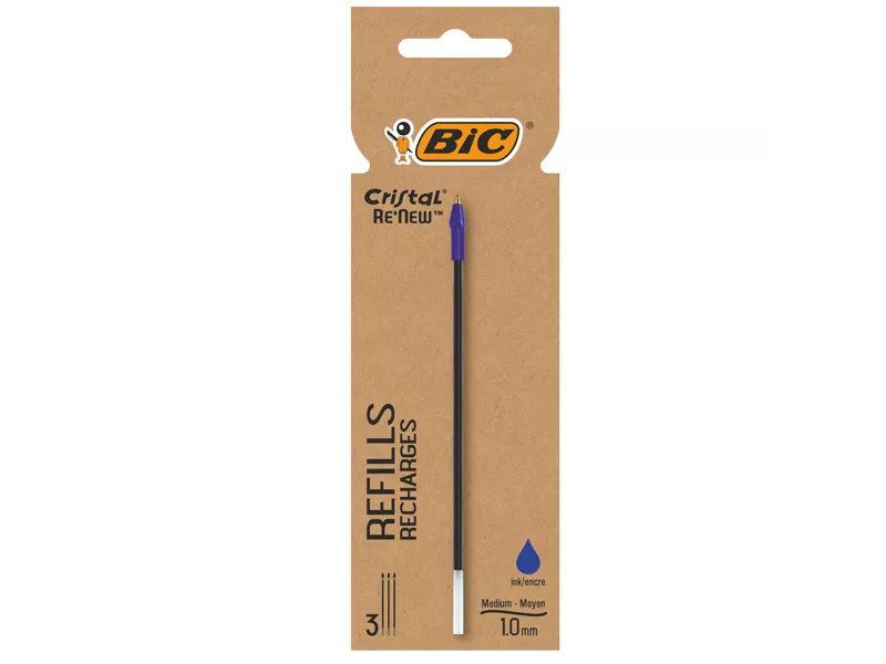 Refill per Penna a Sfera Cristal Re'New Bic - 1 mm - 503838 (Blu Conf. 3) Refill per Penna a Sfera Cristal Re'New Bic - 1 mm - 503838 (Blu Conf. 3)