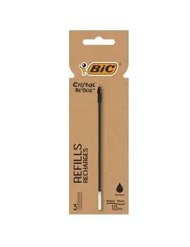 Refill per Penna a Sfera Cristal Re'New Bic - 1 mm - 503839 (Nero Conf. 3)