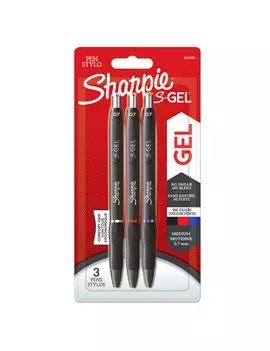 Penna Gel a Scatto S-Gel Sharpie - 0,7 mm - 2136596 (Assortiti Conf. 3)