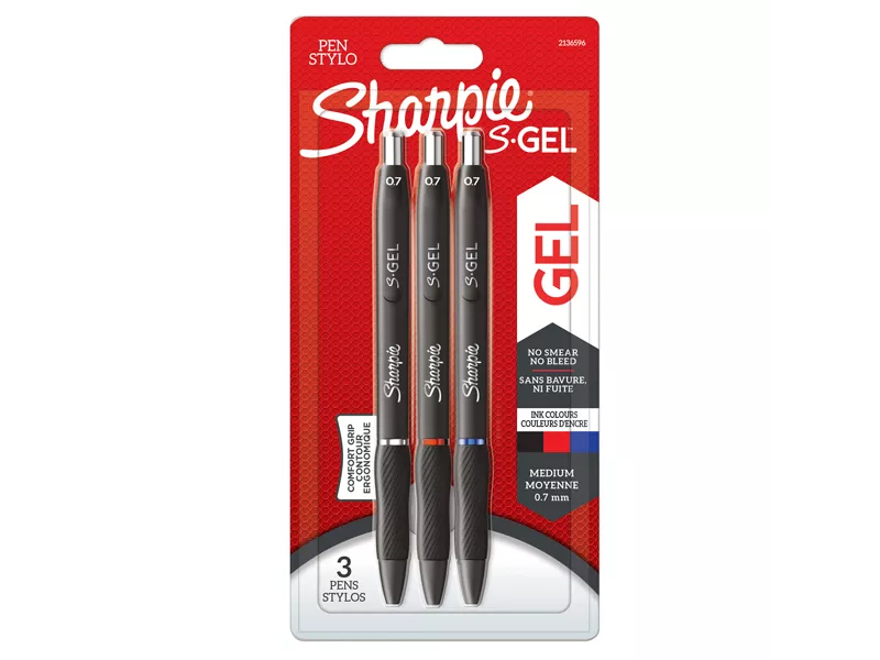 Penna Gel a Scatto S-Gel Sharpie - 0,7 mm - 2136596 (Assortiti Conf. 3)