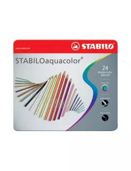 Matite Colorate AQUAcolor Stabilo - Confezione in Metallo - 2,8 mm (Assortiti Conf. 36)