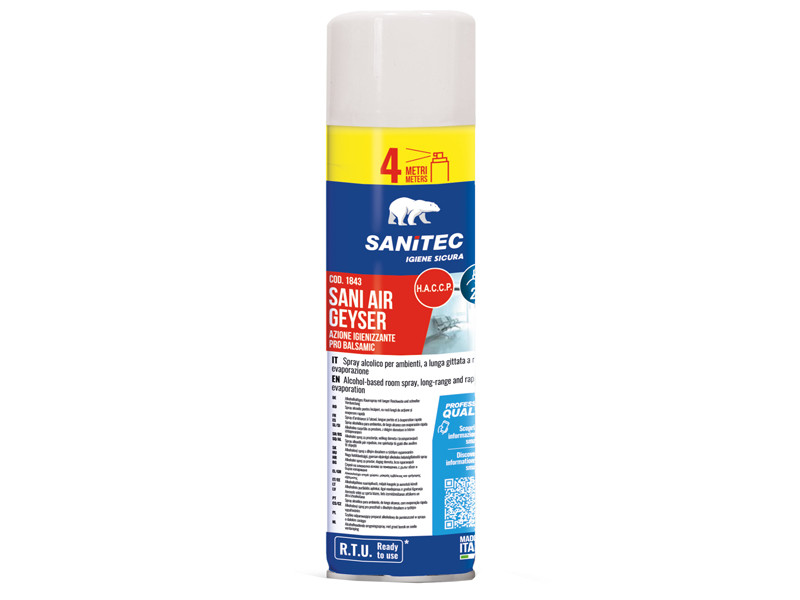 Spray Alcolico Igienizzante per Ambienti Sani Air Geyser Sanitec - 1843 - 500 ml Spray Alcolico Igienizzante per Ambienti Sani Air Geyser Sanitec - 1843 - 500 ml