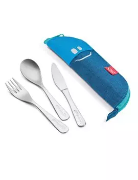Set Posate in Acciaio con Custodia Picnik Concept Maped - 878003 (Blu)