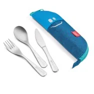 Set Posate in Acciaio con Custodia Picnik Concept Maped - 878003 (Blu)
