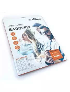 Badge Adesivi Badgefix Durable - 4,6x10,5 cm - 8363-02 (Bianco Conf. 20)