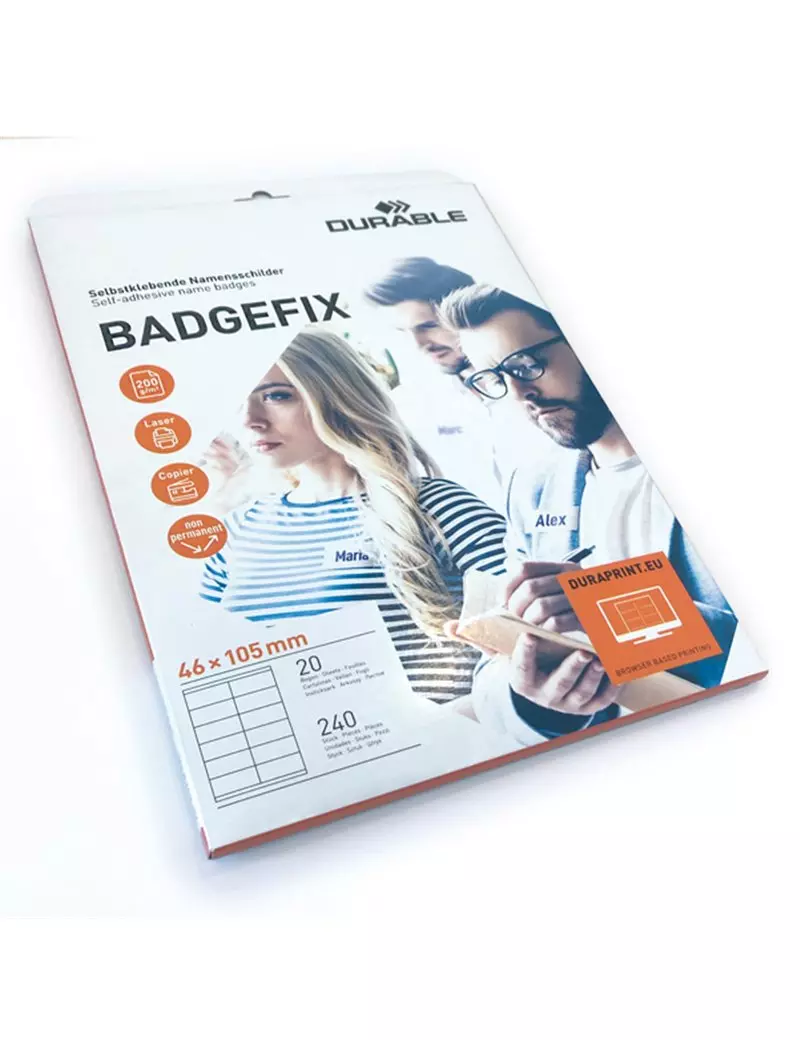 Badge Adesivi Badgefix Durable - 4,6x10,5 cm - 8363-02 (Bianco Conf. 20) Badge Adesivi Badgefix Durable - 4,6x10,5 cm - 8363-02 (Bianco Conf. 20)
