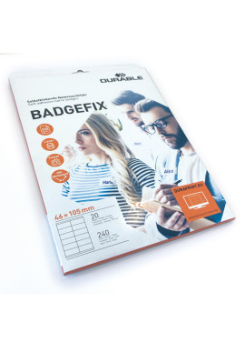 Badge Adesivi Badgefix Durable - 4,6x10,5 cm - 8363-02 (Bianco Conf. 20)