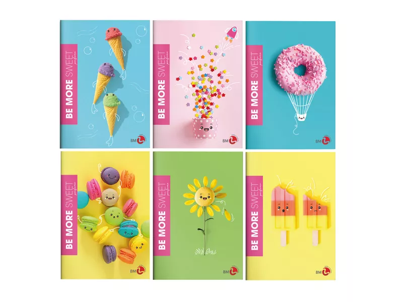 Quaderno Be More Sweet BM - A4 - Quadretti 5 mm con Margini - 0122276 (Assortiti Conf. 10)