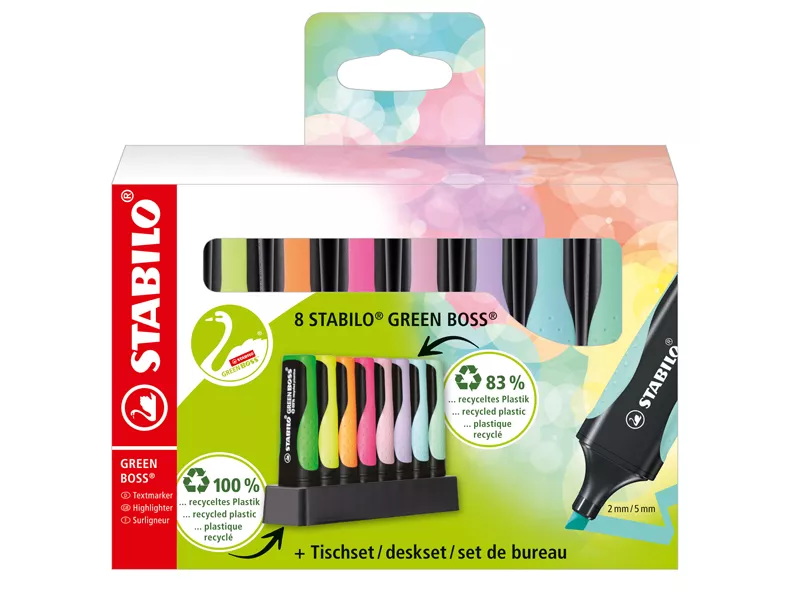 Evidenziatore Green Boss Stabilo - 2-5 mm - 6070/08-5 (Assortiti Conf. 8)