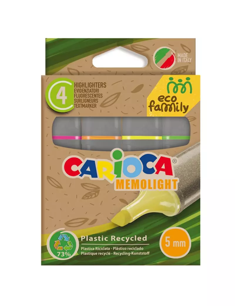 Evidenziatore Memolight Eco Family Carioca - 5 mm - 43098 (Assortiti Conf. 4) Evidenziatore Memolight Eco Family Carioca - 5 mm - 43098 (Assortiti Conf. 4)