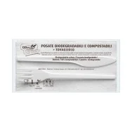 Set Forchetta e Coltello Biodegradabile DOpla - con Tovagliolo - 03907 (Bianco Conf. 100)