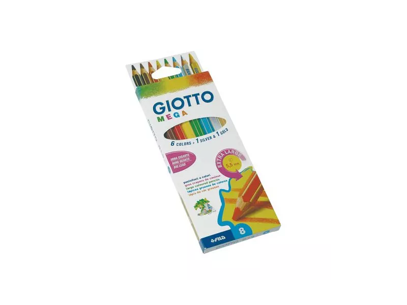 Pastelli Giotto Mega Fila - 5,5 mm - 225400 (Assortiti Conf. 8) Pastelli Giotto Mega Fila - 5,5 mm - 225400 (Assortiti Conf. 8)