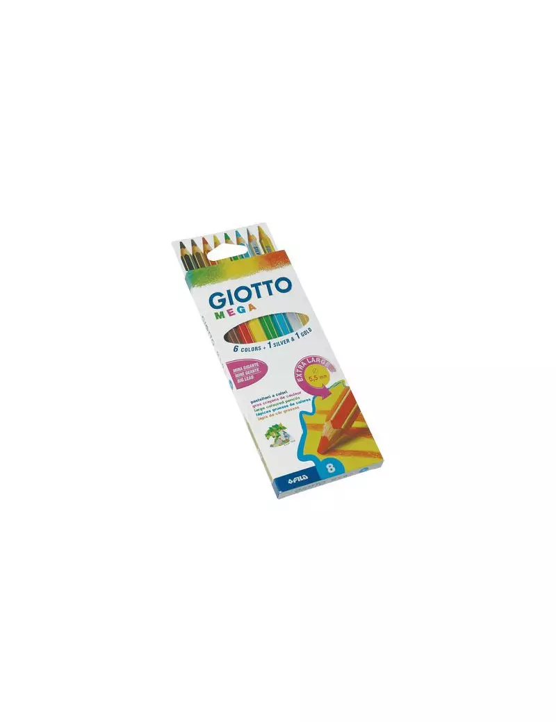 Pastelli Giotto Mega Fila - 5,5 mm - 225400 (Assortiti Conf. 8) Pastelli Giotto Mega Fila - 5,5 mm - 225400 (Assortiti Conf. 8)