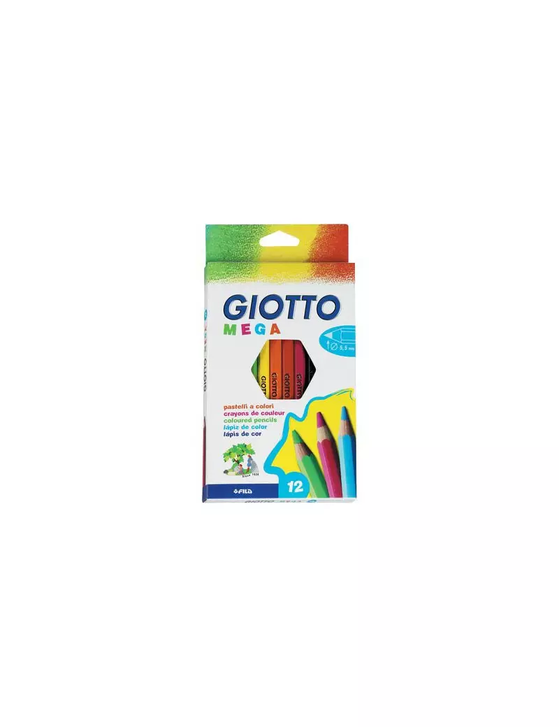 Pastelli Giotto Mega Fila - 5,5 mm - 225600 (Assortiti Conf. 12) Pastelli Giotto Mega Fila - 5,5 mm - 225600 (Assortiti Conf. 12)
