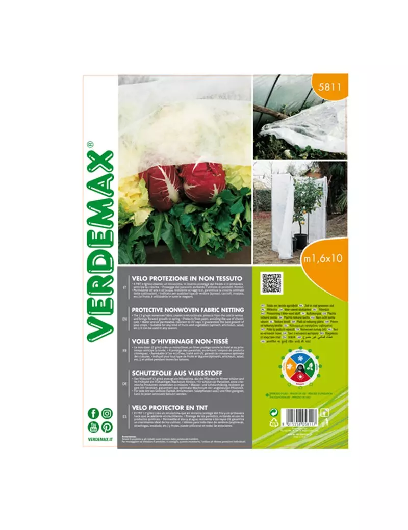 Velo di Protezione per Piante Verdemax - 1,6x10 m - 17 g - 5811 (Bianco) Velo di Protezione per Piante Verdemax - 1,6x10 m - 17 g - 5811 (Bianco)