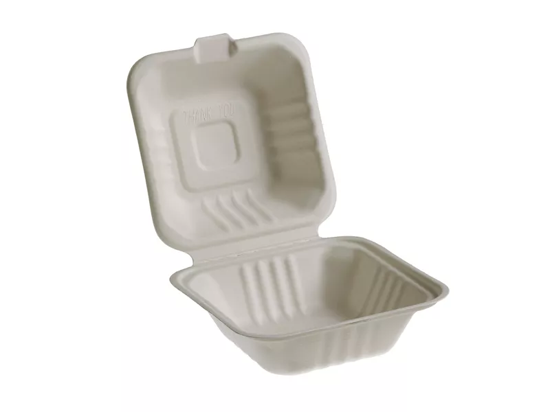 Vaschetta Take Away Bio Leone - Hamburger - 15x15 cm - Q2022 (Bianco Conf. 50)