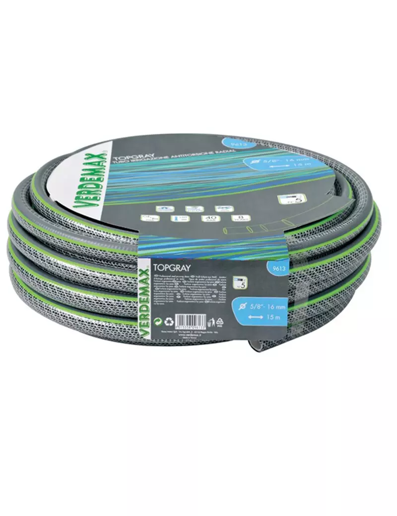 Tubo per Irrigazione TopGray 5 Verdemax - 5/8 Pollici - 15 m - 9613 (Grigio e Verde) Tubo per Irrigazione TopGray 5 Verdemax - 5/8 Pollici - 15 m - 9613 (Grigio e Verde)