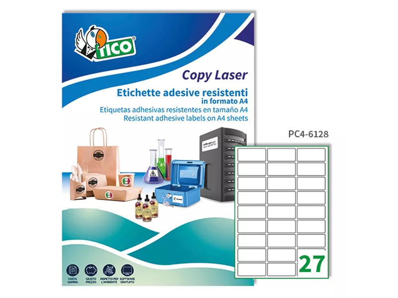 Etichette Adesive in Poliestere Tico - A4 - 61x286 mm - PC4-6128 (Trasparente Conf. 100)