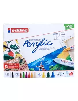 Marcatore Permanente Acrilico Creative Set Edding - Punte Assortite - 4-CS12B (Assortiti Conf. 12)