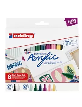 Marcatore Permanente Acrilico Start Easy Set Nordic Edding - Punte Assortite - 4-SES8N (Assortiti Conf. 8)