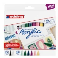 Marcatore Permanente Acrilico Start Easy Set Nordic Edding - Punte Assortite - 4-SES8N (Assortiti Conf. 8)