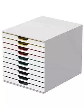 Cassettiera da Scrivania Varicolor Durable - 10 Cassetti - 28x35,6x29,2 cm - 7630-27 (Bianco Ghiaccio)