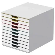 Cassettiera da Scrivania Varicolor Durable - 10 Cassetti - 28x35,6x29,2 cm - 7630-27 (Bianco Ghiaccio)