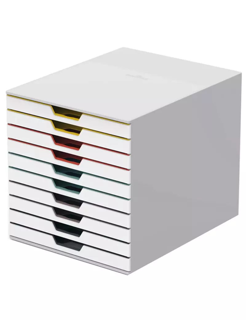 Cassettiera da Scrivania Varicolor Durable - 10 Cassetti - 28x35,6x29,2 cm - 7630-27 (Bianco Ghiaccio) Cassettiera da Scrivania Varicolor Durable - 10 Cassetti - 28x35,6x29,2 cm - 7630-27 (Bianco Ghiaccio)